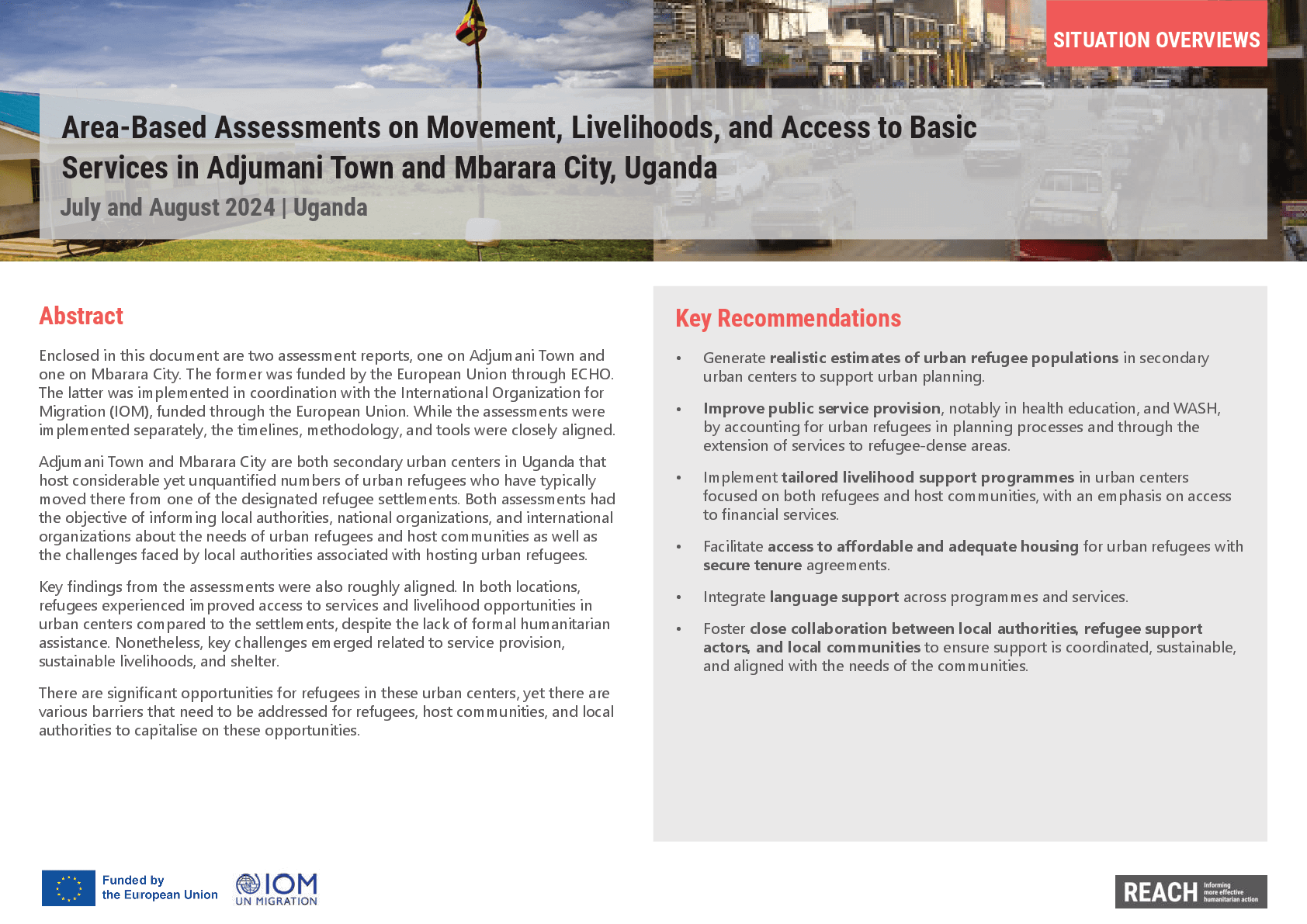 Melle Van-Hilten - REACH_Area-Based Assessments on Movement Livelihoods and Access to Basic Services in Adjumani Town and Mbarara City Uganda