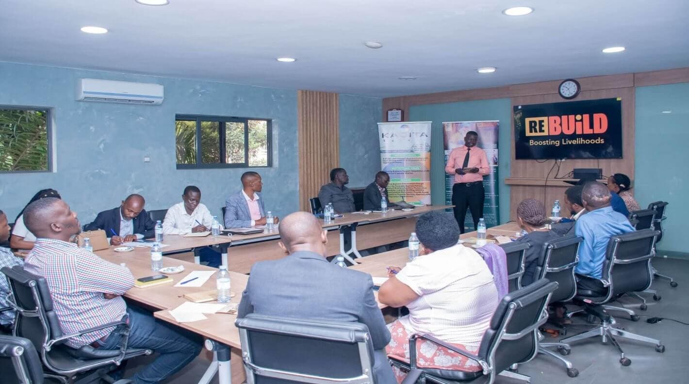 Thaddeus Musoke Nagenda, Chairman, KACITA speaking during the ReBUilD engagement with board members of Kampala City Traders Association (KACITA) at Fairway Hotel In Kampala