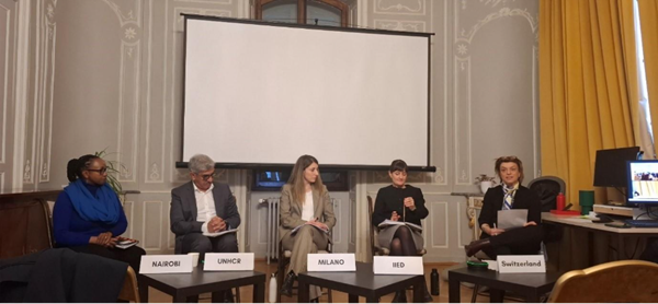 Nairobi City County unpacking the NCRIS and milestones during a panel session on City leadership for refugee socio-economic inclusion at the Global Cities Hub, Geneva. 