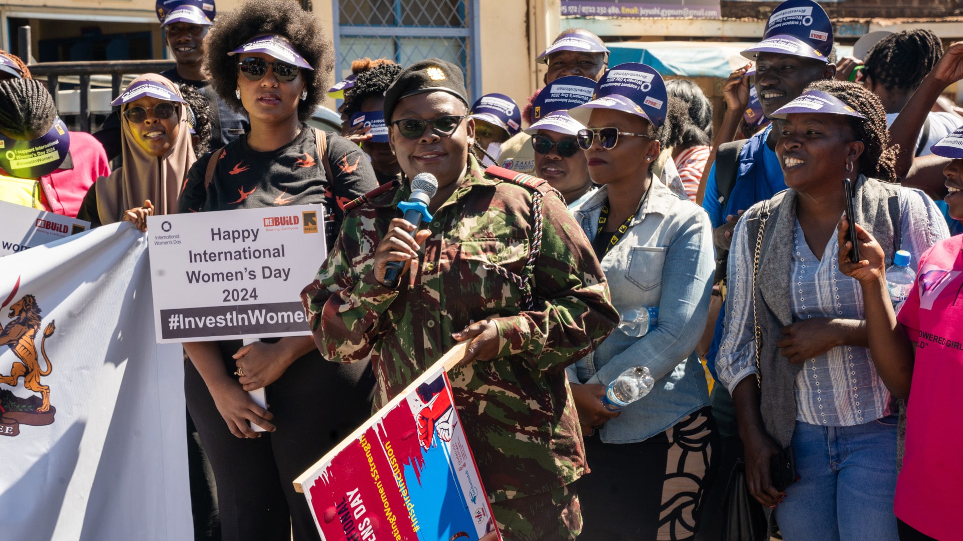The acting Deputy County Commissioner of Rongai addressing participants who joined the International Women’s Day march from Nairobi Women’s Hospital, Rongai, to St. Faith Anglican Church