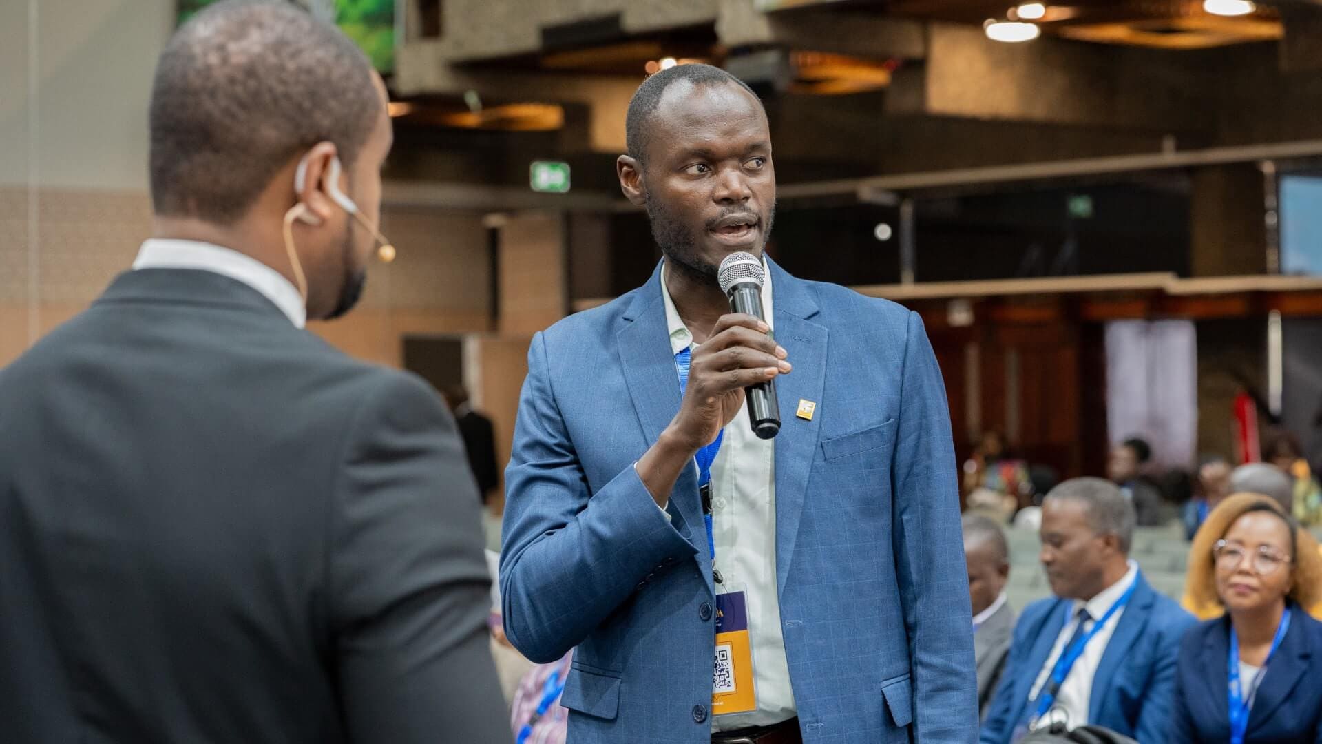 Boniface Odhiambo - Economic Recovery Technical Coordinator at IRC giving his speech at the RPL graduation ceremony Nairobi.