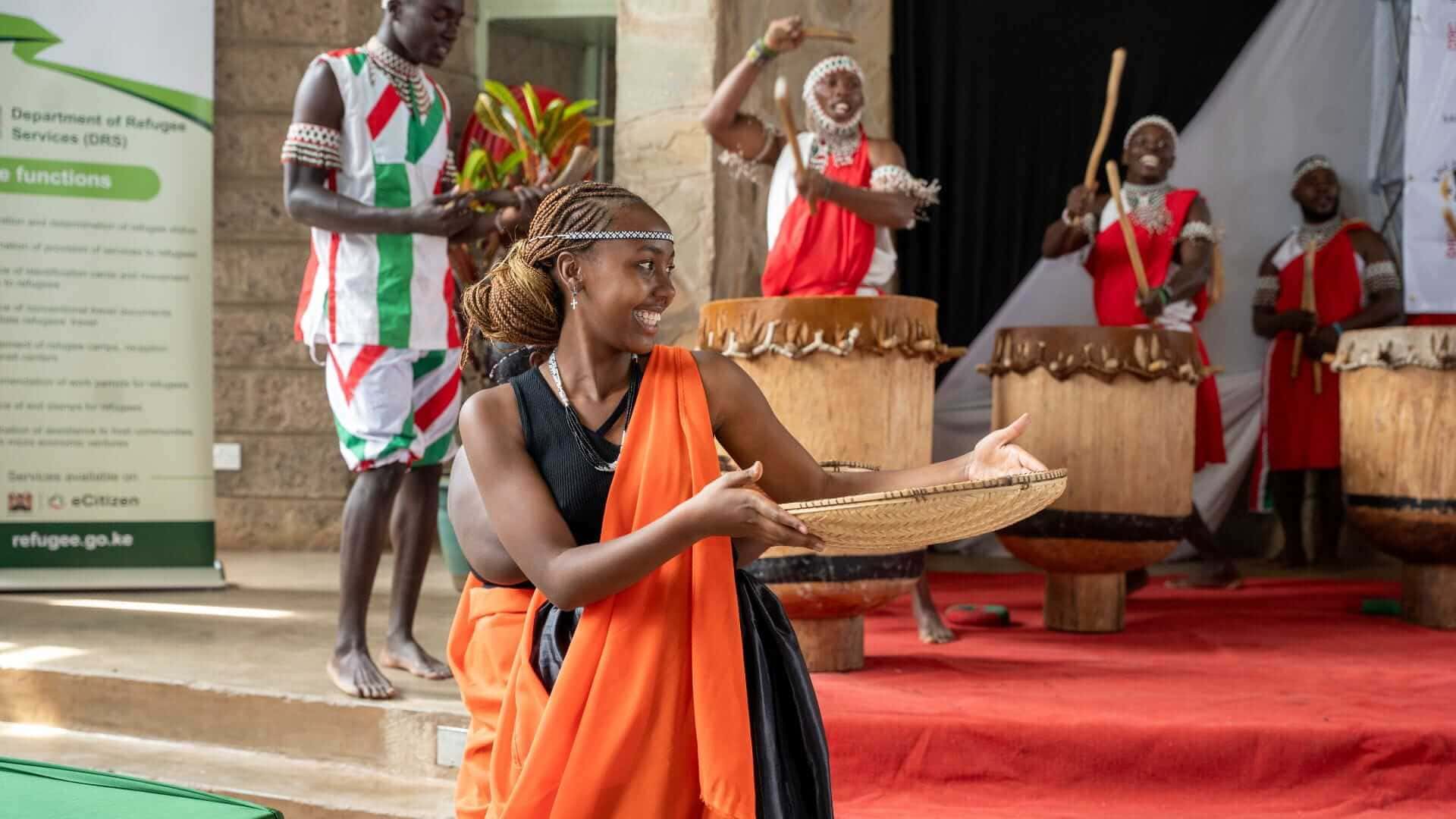 Burundian refugees entertain guests celebrating World Refugee Day in Nairobi