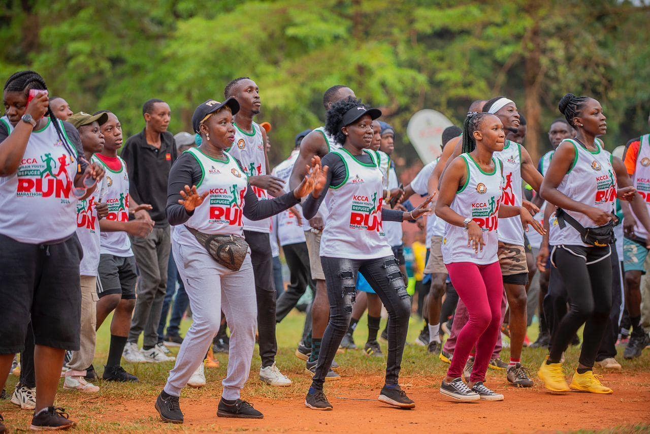 Refugees and host community members at the Refugee Marathon to celebrate International Youth Day