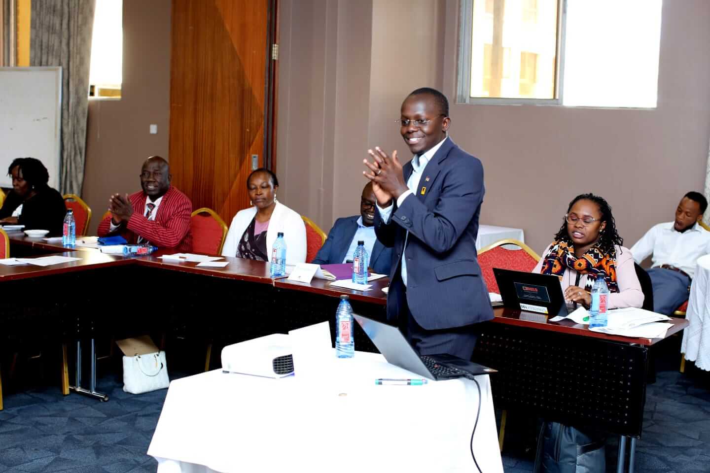 Jamin Kusuania, the IRC’s Senior Advocacy Manager sharing refugee documentation and inclusion during the induction of NCCG Inspectorate staff in Nairobi on June 13th 2023. (PHOTO: NCCG)