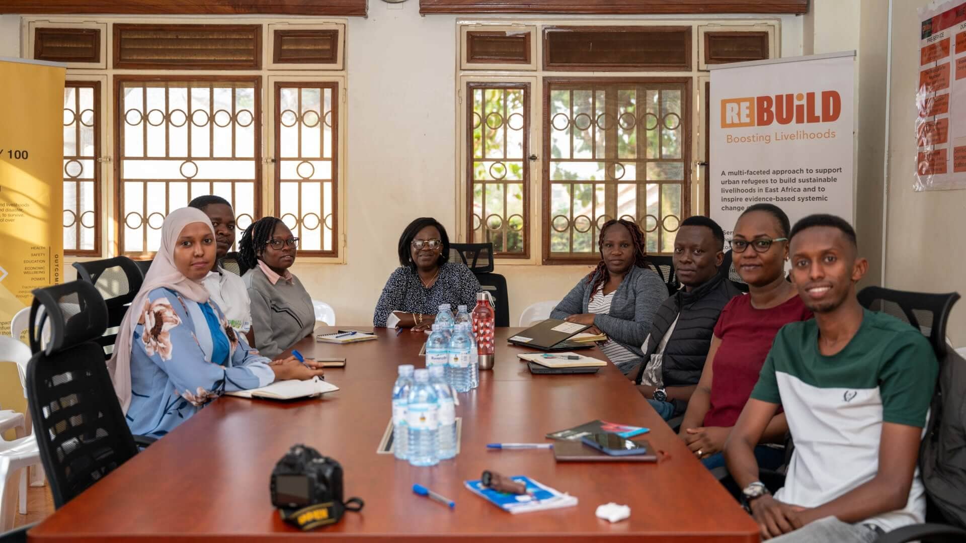 Priscilla Dembetembe, ReBUiLD’s Program Director meeting newly recruited staff at the Livelihood Resource Center, LRC in Nsambya, Uganda