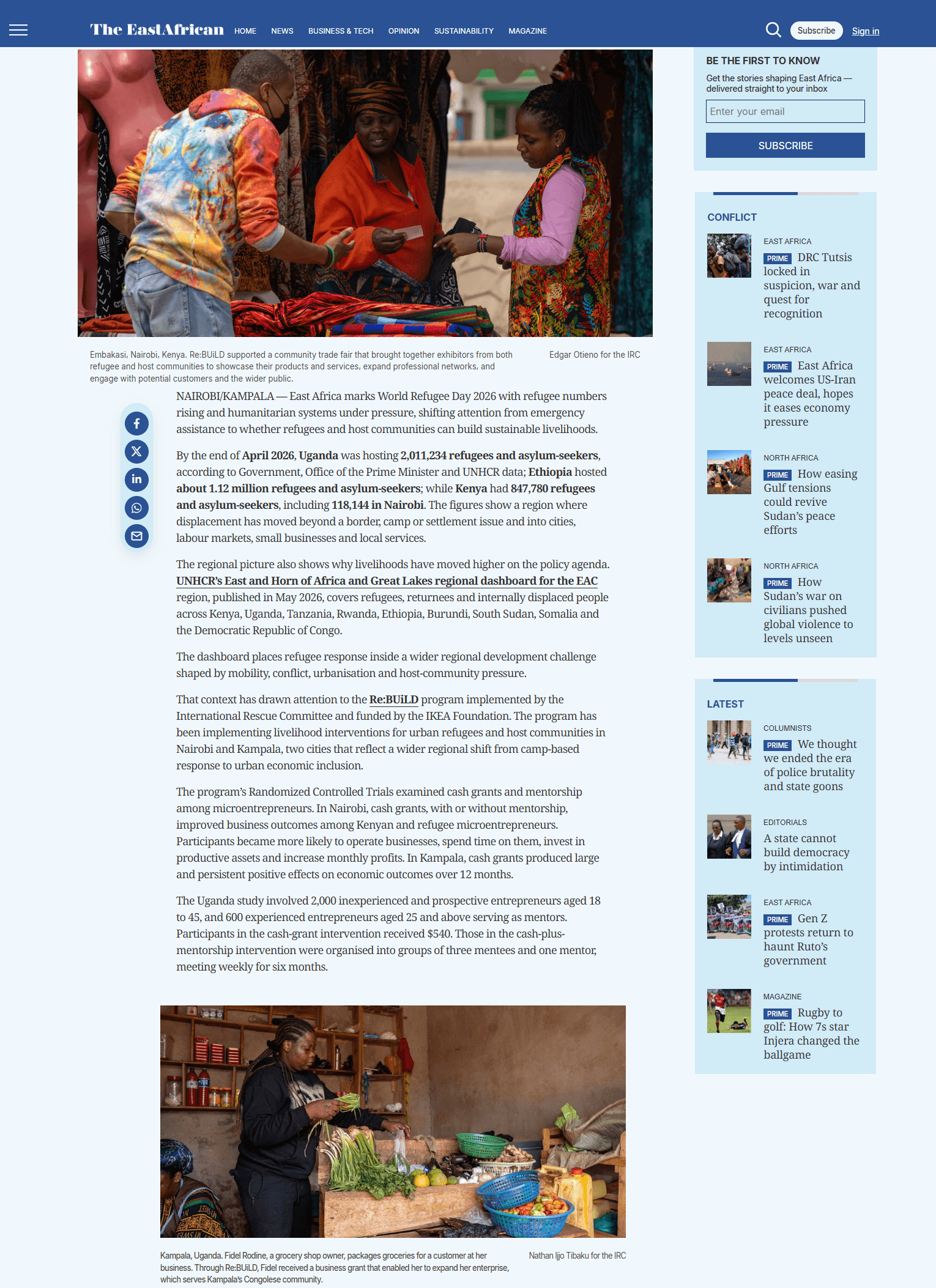 Re:BUiLD's evidence and learning on refugee livelihoods and economic inclusion in East Africa have been featured in a recent article by The EastAfrican